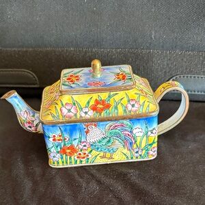 Kelvin Chen Enamel Vibrant Ceramic Teapot with Rooster Design
